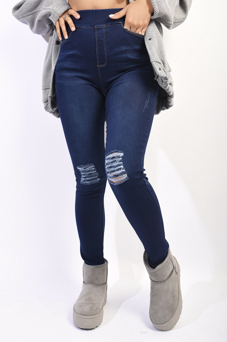 She Wears Glory™ High Waisted Ripped Skinny Jeggings