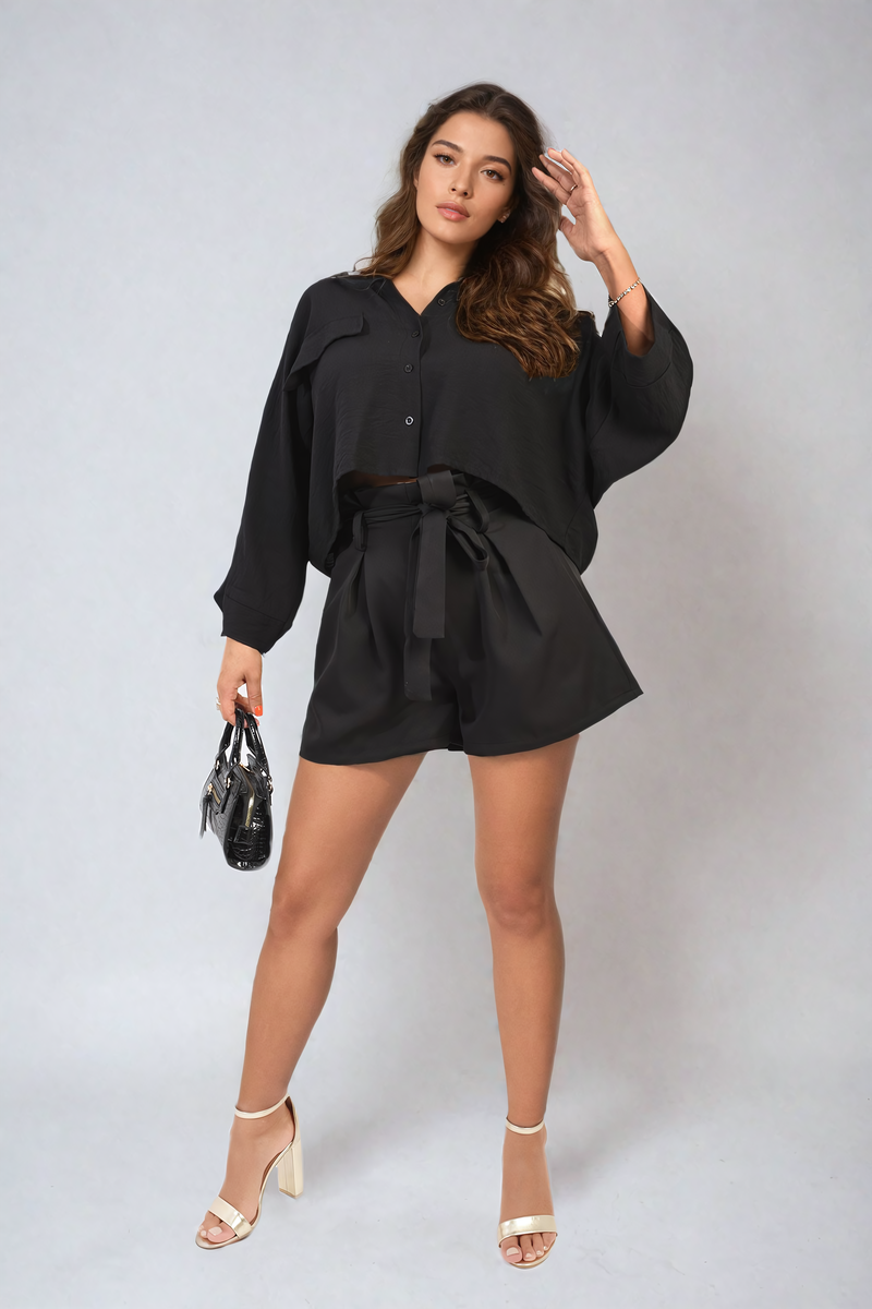 She Wears Glory™ High Waist Tie Belt Shorts