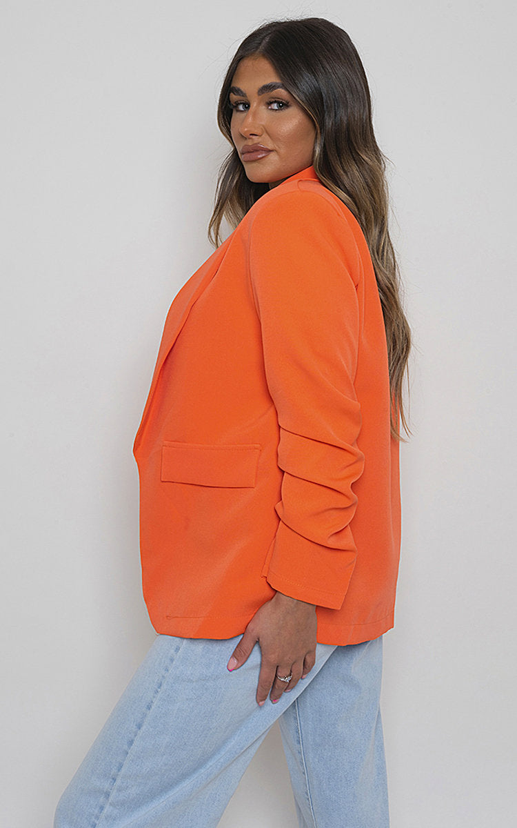 She Wears Glory™ Ruched Sleeve Casual Blazer with Side Pockets