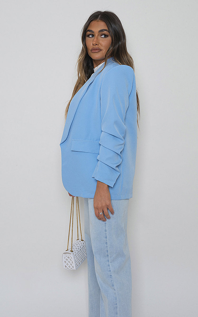 She Wears Glory™ Ruched Sleeve Casual Blazer with Side Pockets