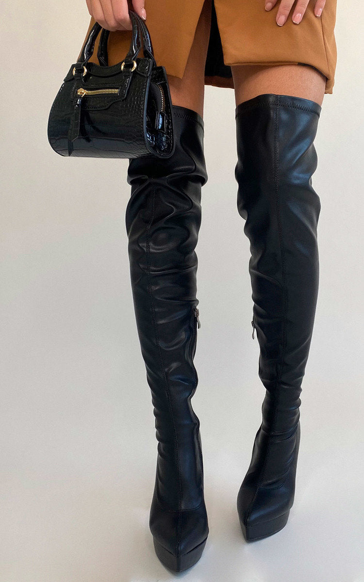 She Wears Glory™ Knee High Pointed Heel Boots with Zip Detail