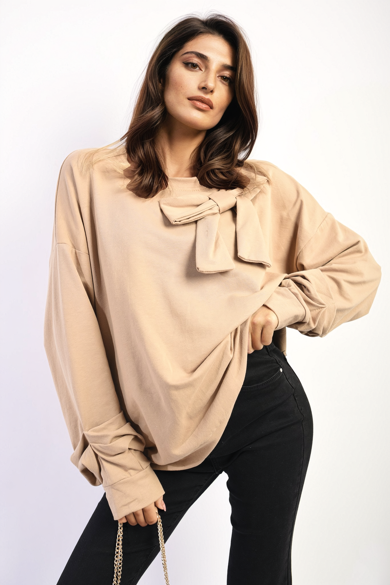 She Wears Glory™ Long Sleeve Bow Detail Jumper
