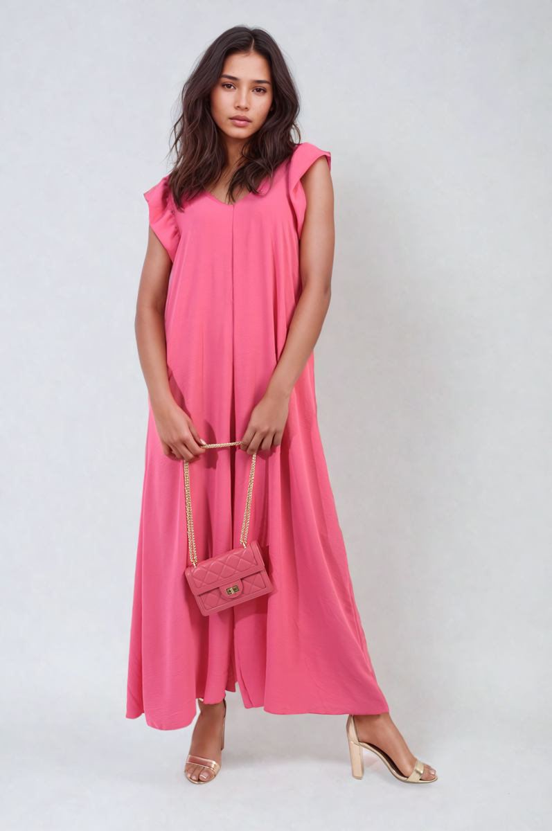 She Wears Glory™ Ruffle Sleeve V-Neck Loose Waist Wide Leg Jumpsuit