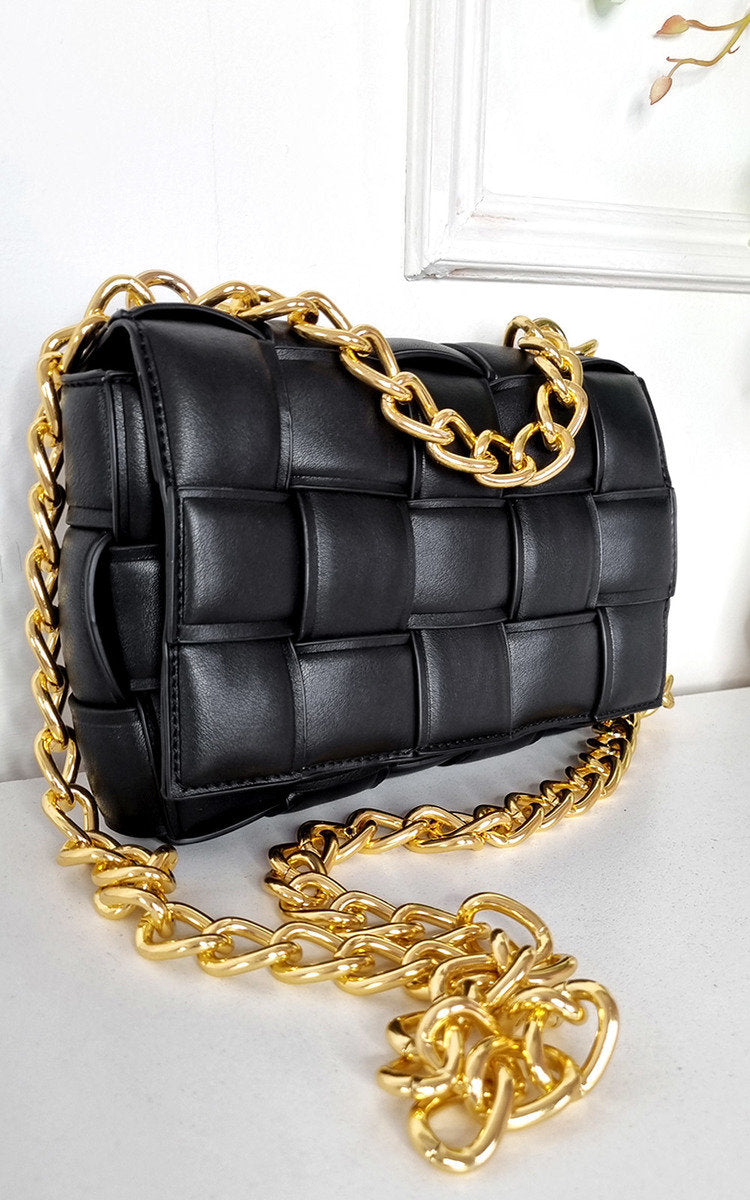 She Wears Glory™ Woven Bag with Chain Strap