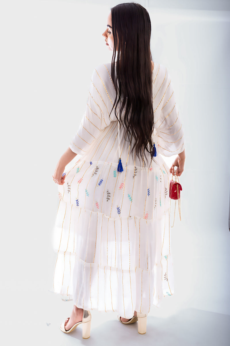 V-Neck Tassel Printed Detail Maxi Dress - She Wears Glory Beverly Hills