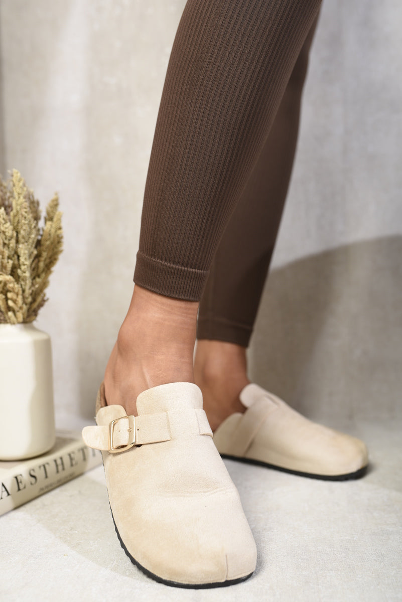 She Wears Glory™ Suede with Buckle Details Slip On Sandals