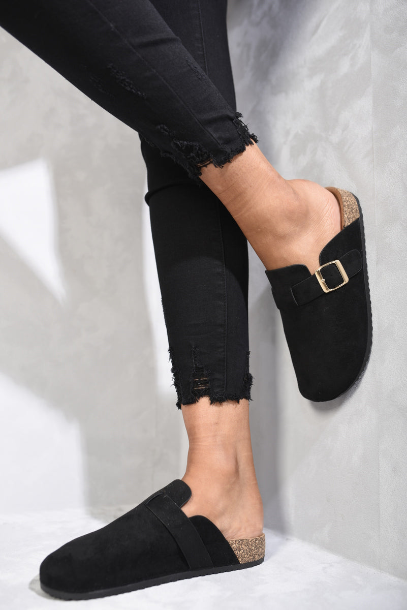 She Wears Glory™ Suede with Buckle Details Slip On Sandals