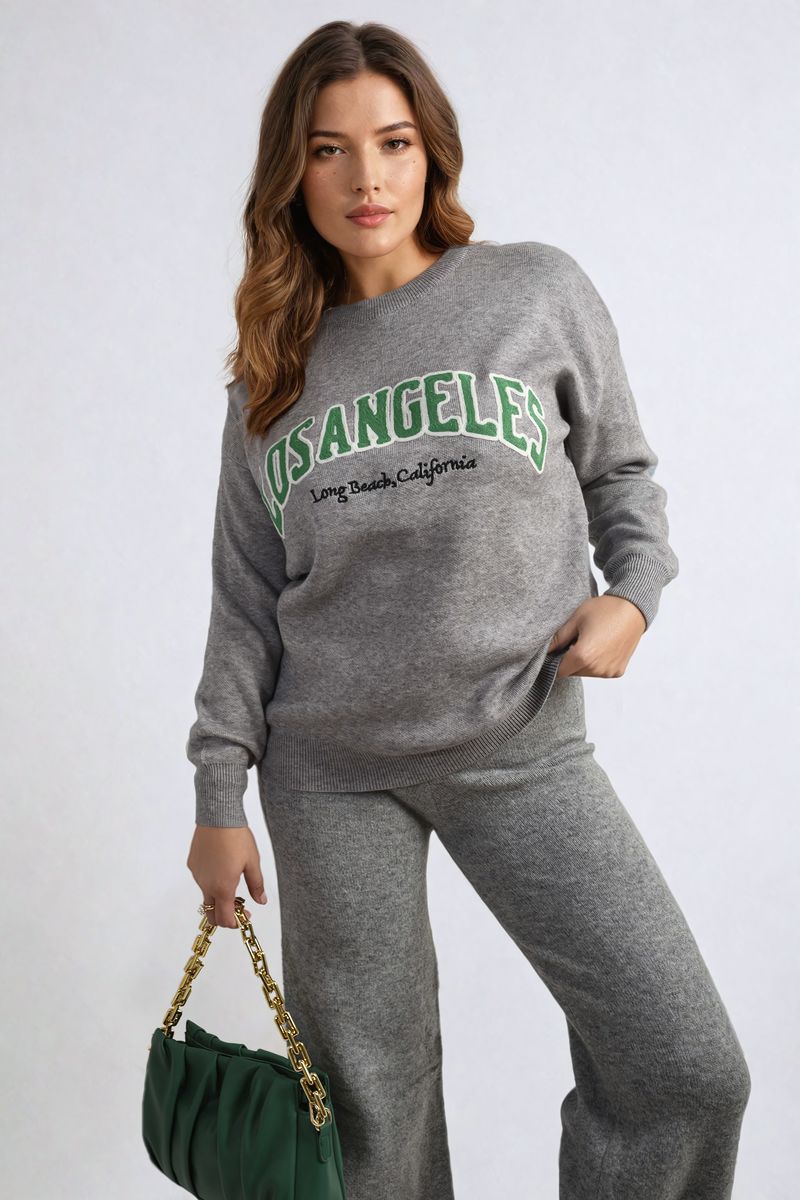 She Wears Glory™ Los Angeles Graphic Long Sleeve Knitted Jumper