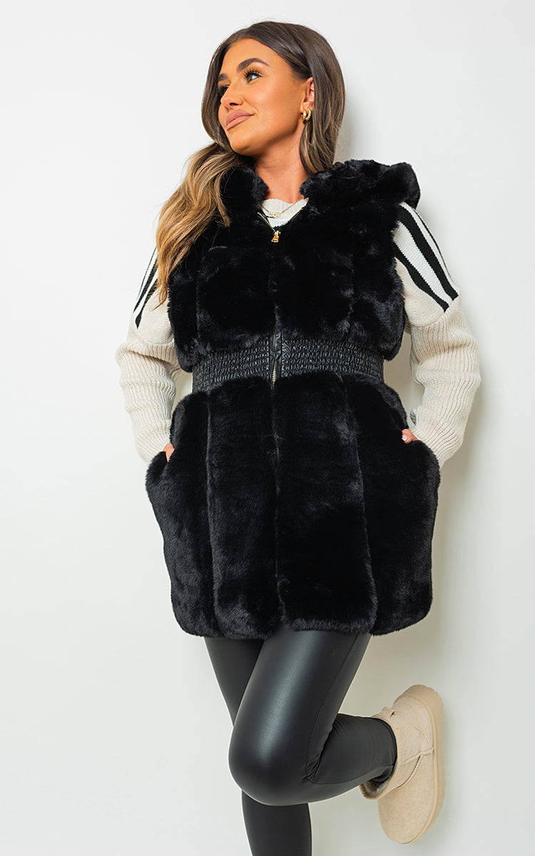 She Wears Glory™ Faux Fur Zip Up Gilet
