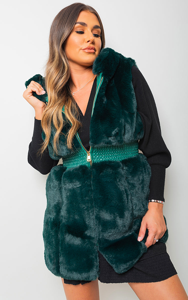 She Wears Glory™ Faux Fur Zip Up Gilet