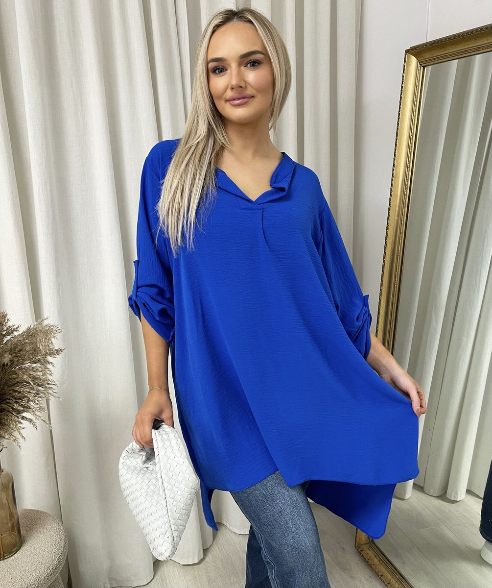 Long Back Roll Up Sleeve Loose Fit Top - She Wears Glory Beverly Hills
