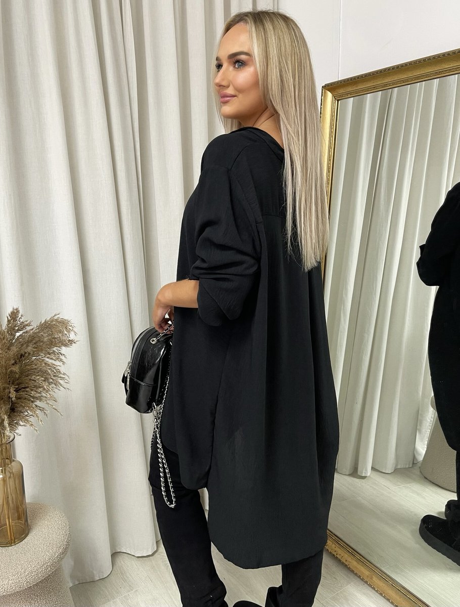 Long Back Roll Up Sleeve Loose Fit Top - She Wears Glory Beverly Hills