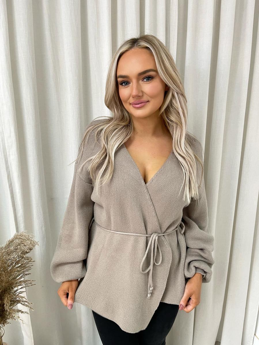 Wrap Tie Belt Knitted Cardigan - She Wears Glory Beverly Hills