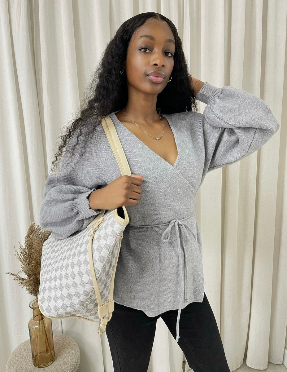 Wrap Tie Belt Knitted Cardigan - She Wears Glory Beverly Hills