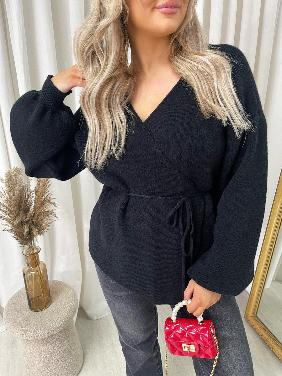 Wrap Tie Belt Knitted Cardigan - She Wears Glory Beverly Hills