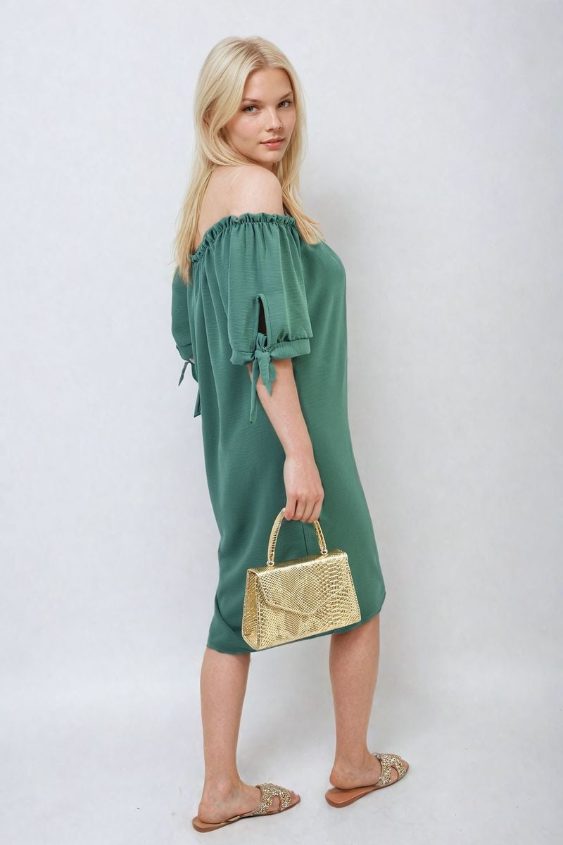 She Wears Glory™ Knot Cuff Off Shoulder Mini Dress