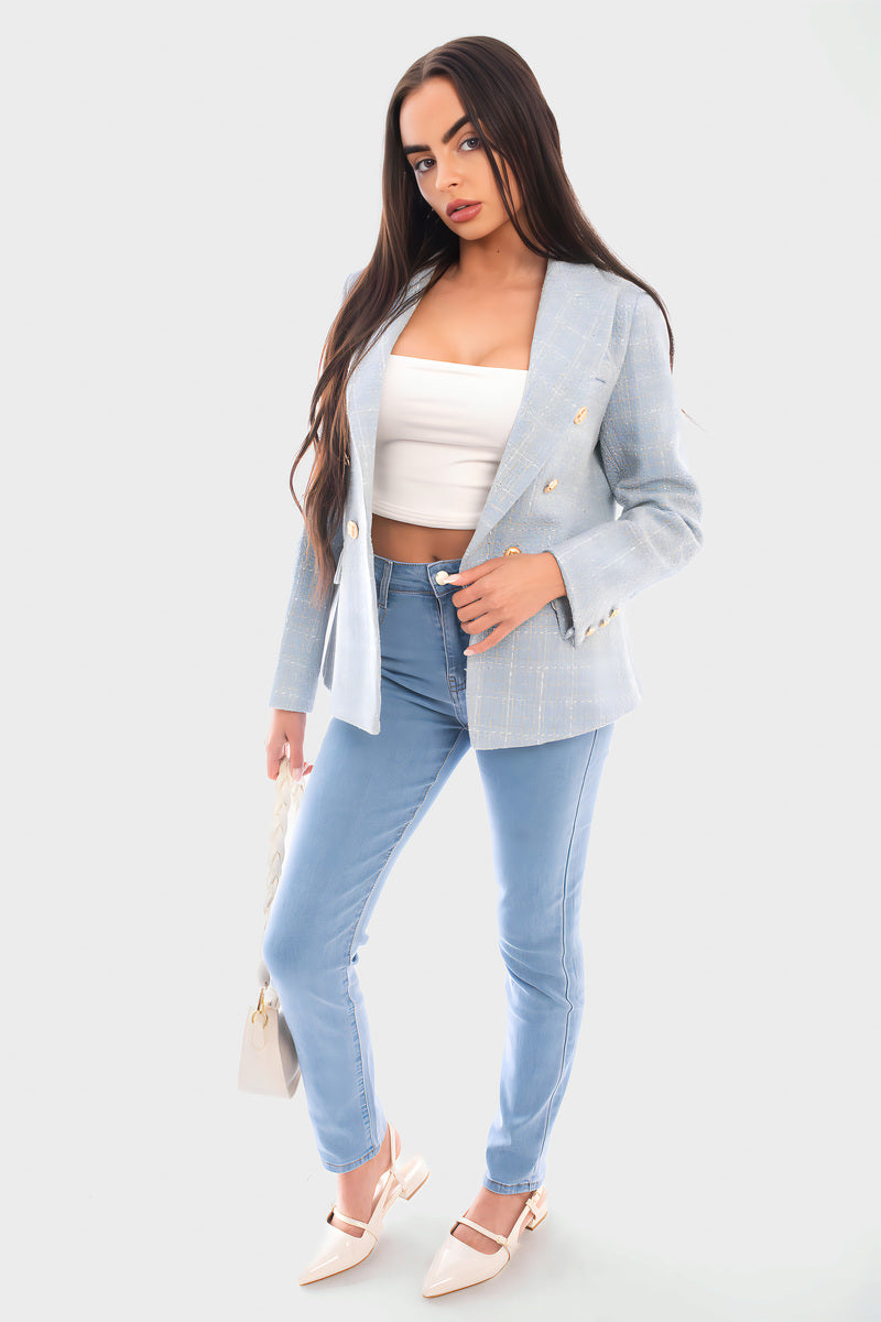 Double Breasted Long Sleeve Button Blazer Jacket - She Wears Glory Beverly Hills