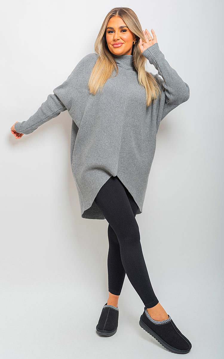 She Wears Glory™ Turtle Neck Longline Knitted Jumper