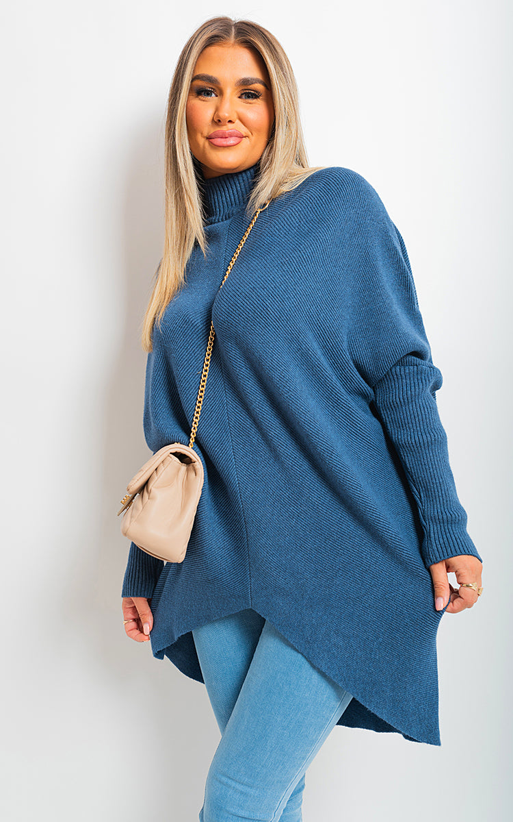 She Wears Glory™ Turtle Neck Longline Knitted Jumper