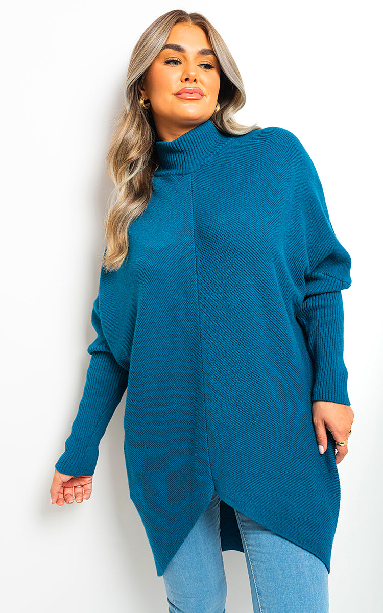 She Wears Glory™ Turtle Neck Longline Knitted Jumper