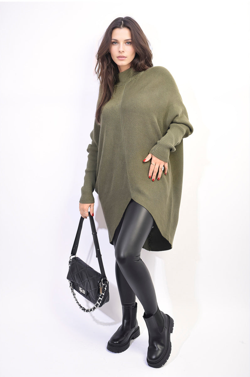 She Wears Glory™ Turtle Neck Longline Knitted Jumper