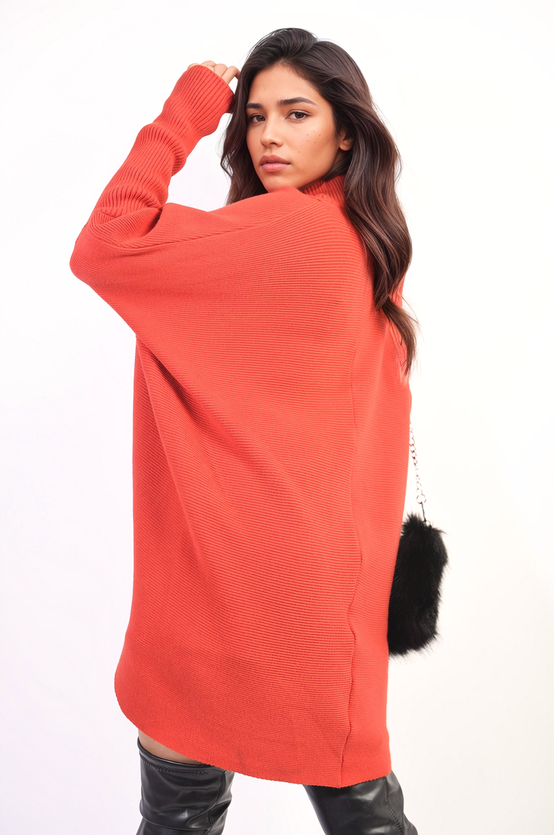 She Wears Glory™ Turtle Neck Longline Knitted Jumper