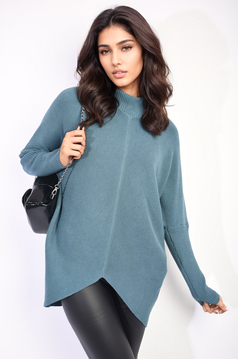 She Wears Glory™ Turtle Neck Longline Knitted Jumper