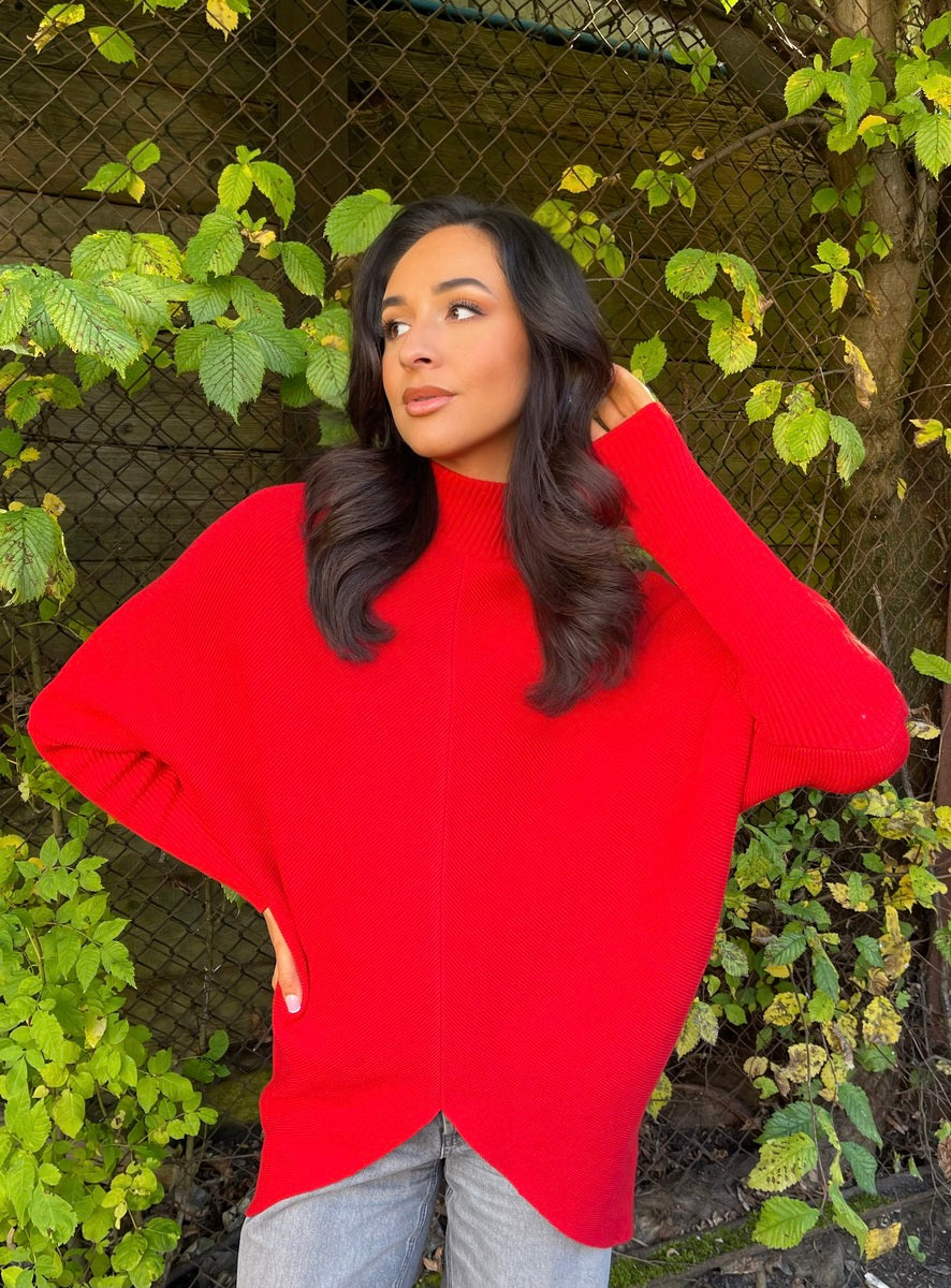 She Wears Glory™ Turtle Neck Longline Knitted Jumper