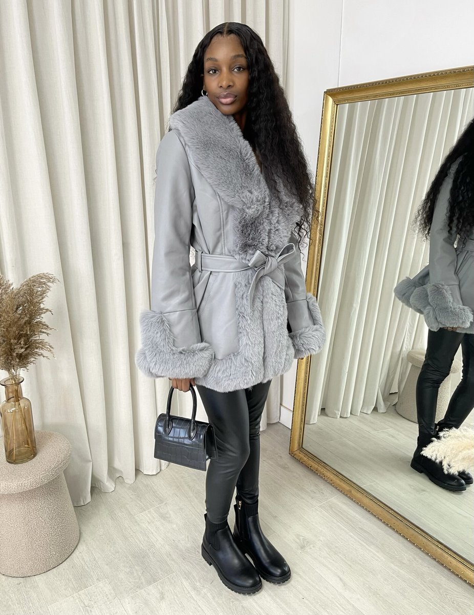Faux Fur Trim Winter Jacket - She Wears Glory Beverly Hills