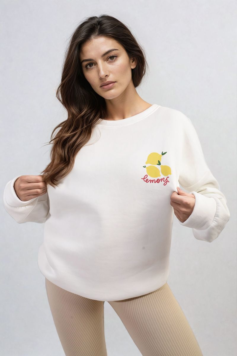 She Wears Glory™ Lemon Graphic Long Sleeve Knitted Jumper