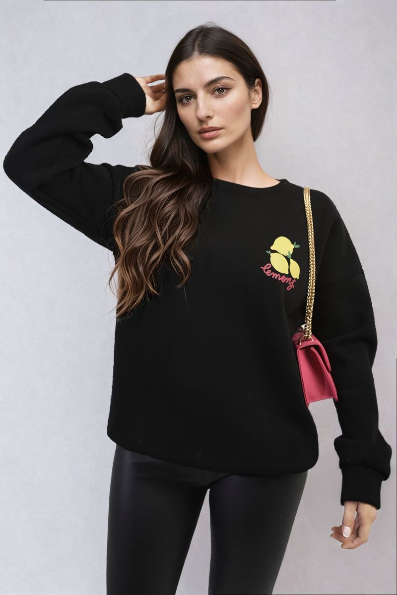 She Wears Glory™ Lemon Graphic Long Sleeve Knitted Jumper
