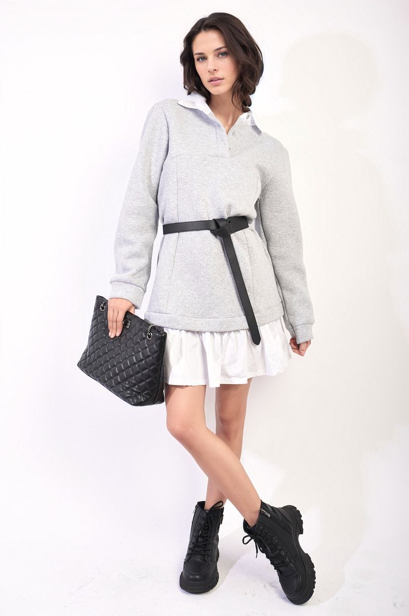 She Wears Glory™ Collared Long Sleeve Mini Dress