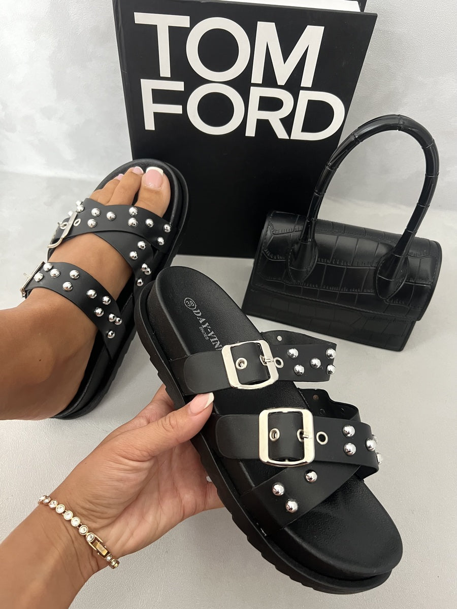 She Wears Glory™ Studded Buckle Platform Sandals