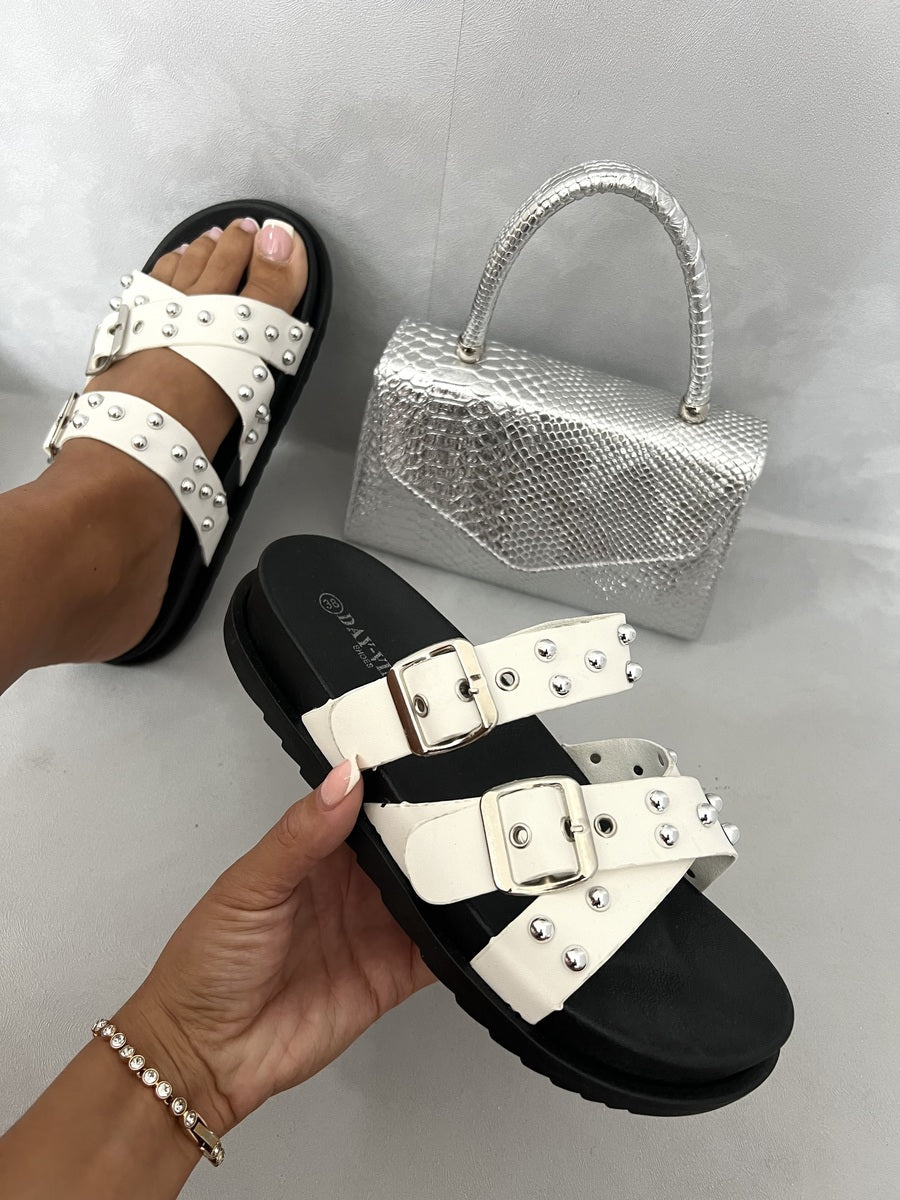 She Wears Glory™ Studded Buckle Platform Sandals
