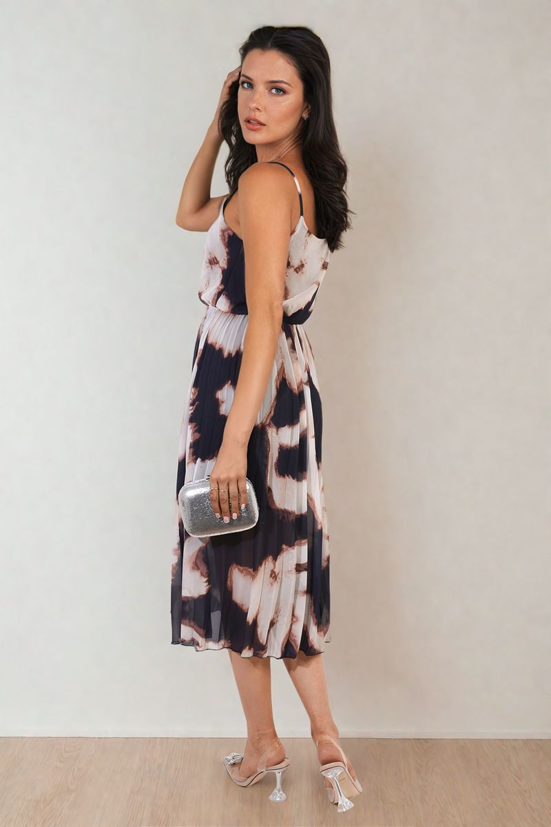She Wears Glory™ Printed Strappy Pleated Midi Dress