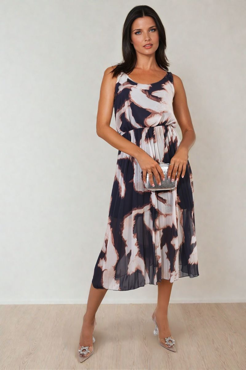 She Wears Glory™ Printed Strappy Pleated Midi Dress