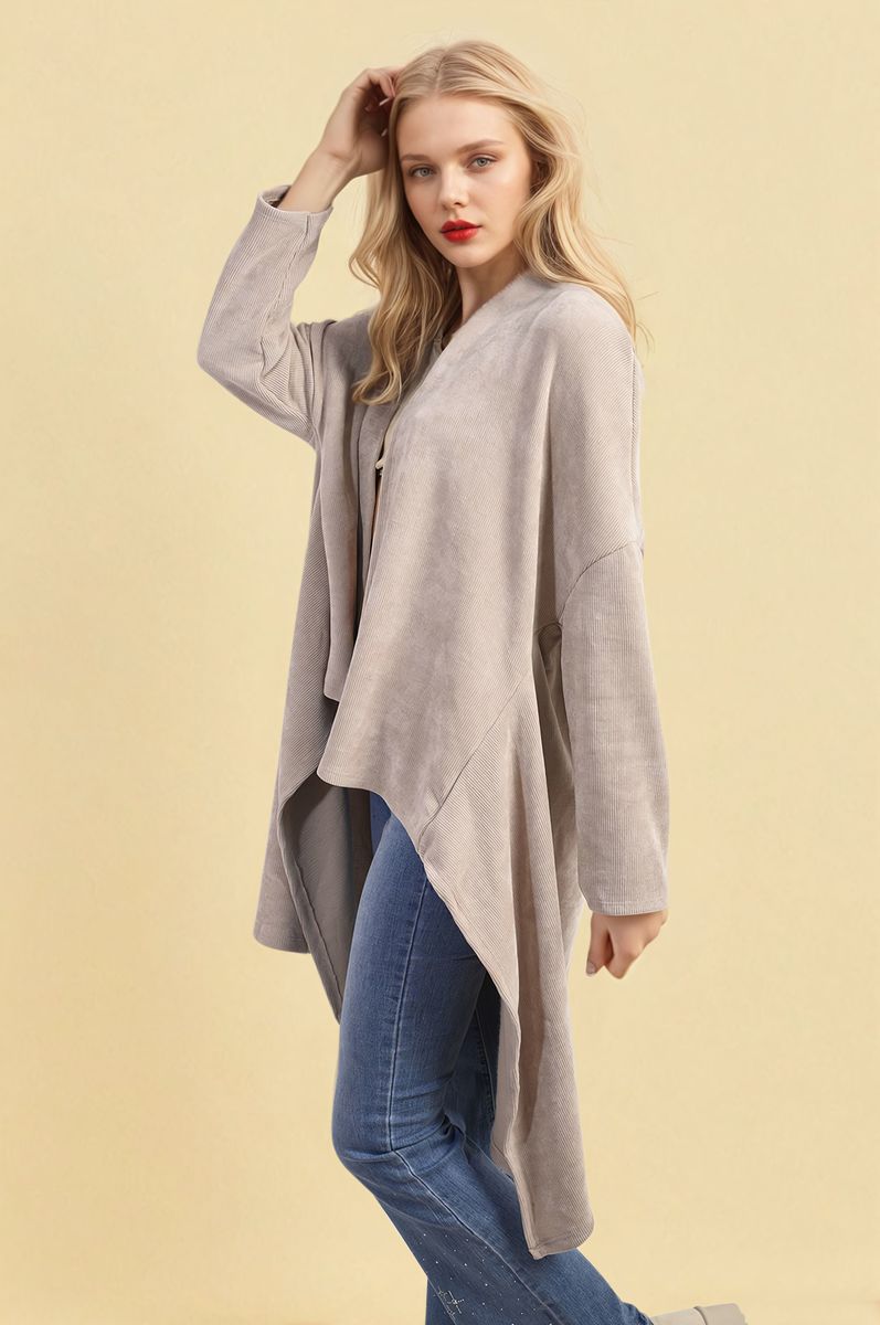 She Wears Glory™ Open Front Long Back Knitted Cardigan