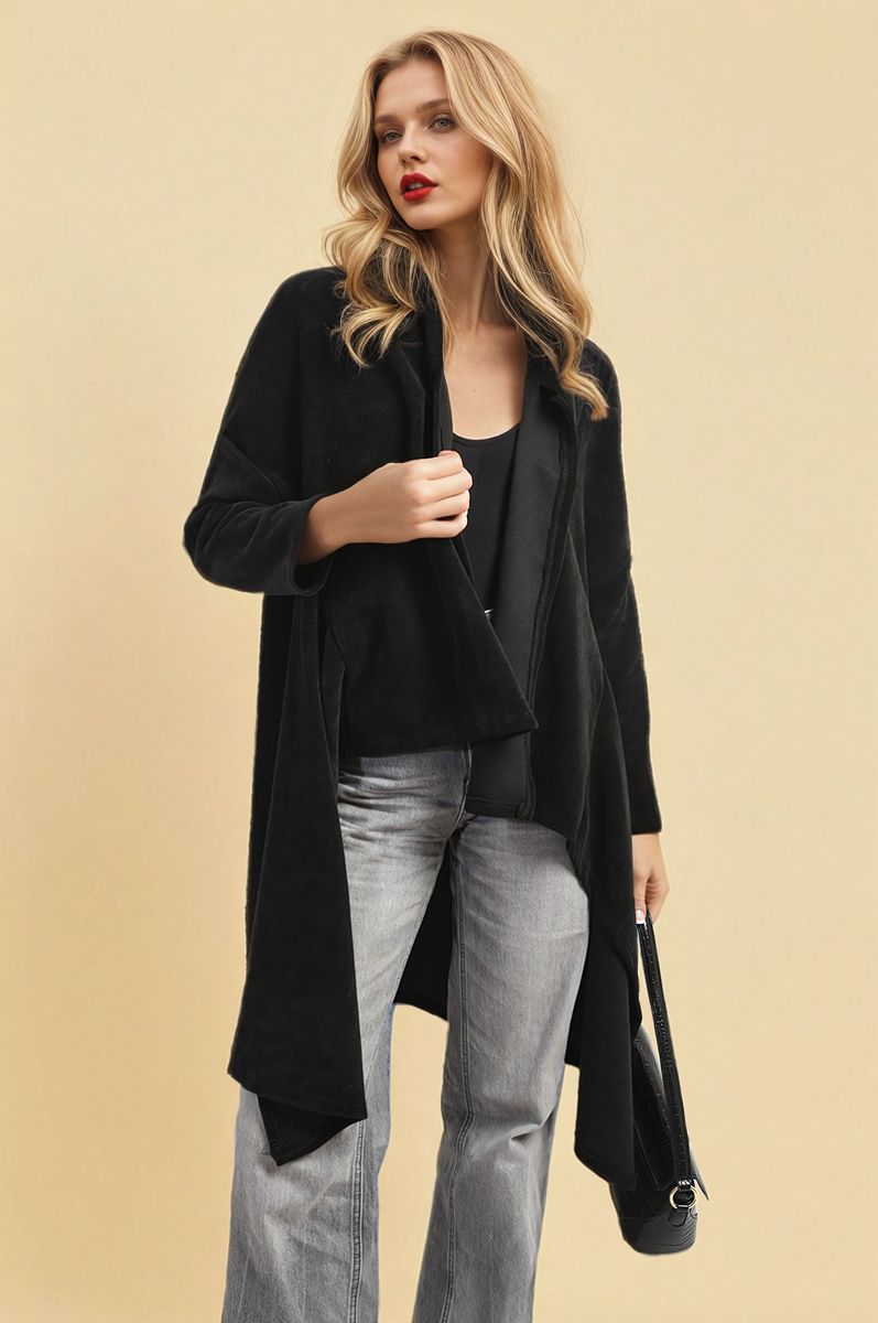 She Wears Glory™ Open Front Long Back Knitted Cardigan