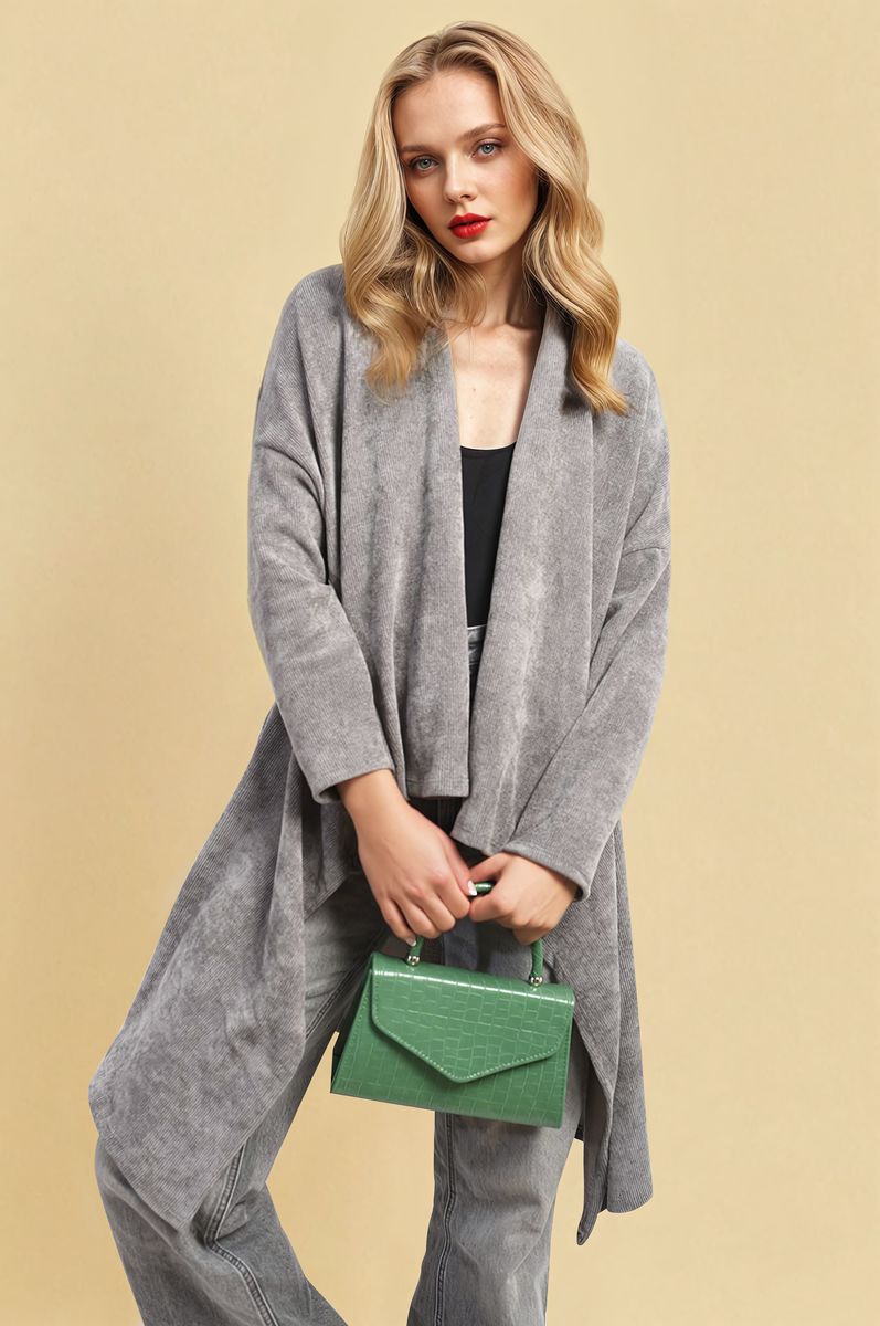 She Wears Glory™ Open Front Long Back Knitted Cardigan