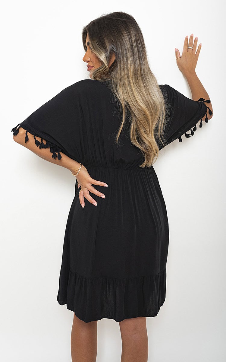 She Wears Glory™ V-Neck Short Sleeve Midi Dress with Tassel Detail