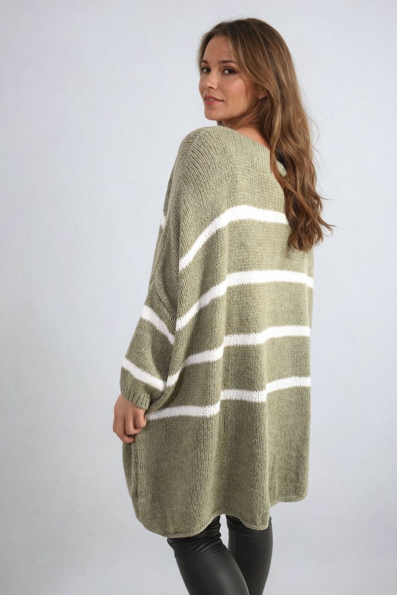 She Wears Glory™ Stripe Oversized Knitted Jumper