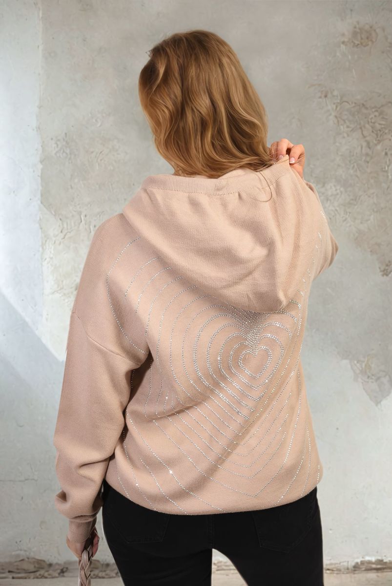 She Wears Glory™ Back Heart Print Knitted Hoodie