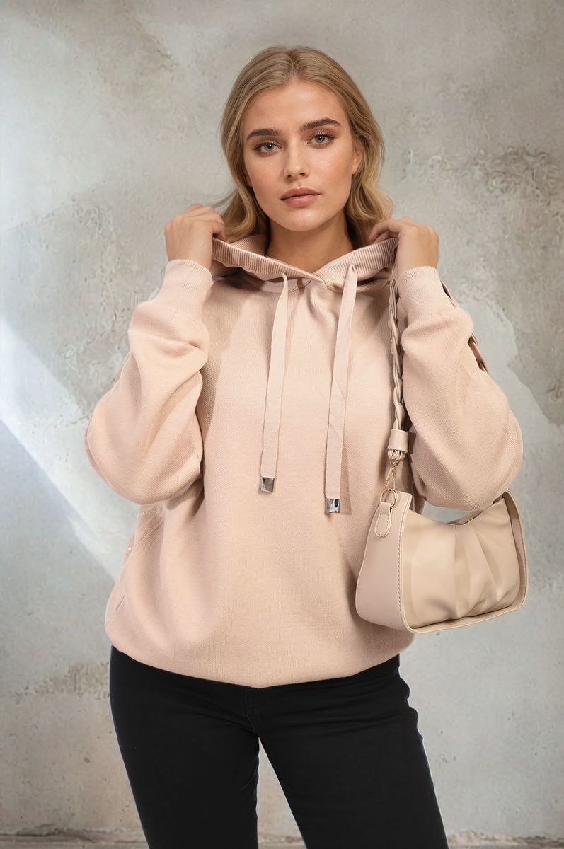 She Wears Glory™ Back Heart Print Knitted Hoodie