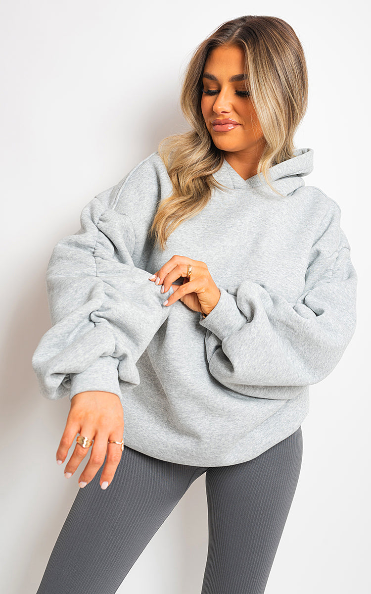 She Wears Glory™ Fall Winter Oversized Ruched Sleeves Hoodie