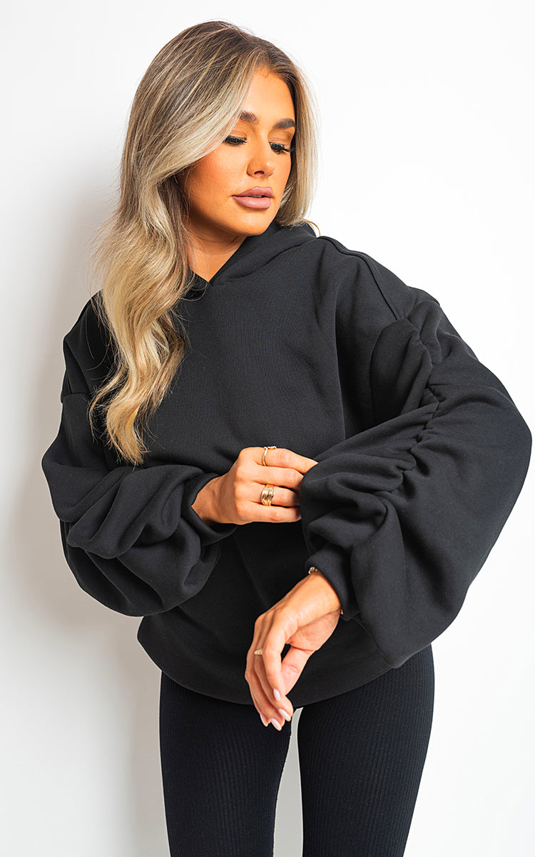 She Wears Glory™ Fall Winter Oversized Ruched Sleeves Hoodie