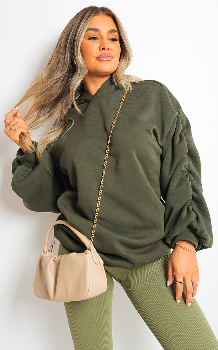 She Wears Glory™ Fall Winter Oversized Ruched Sleeves Hoodie