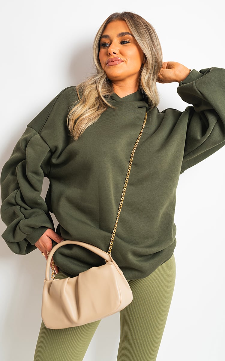 She Wears Glory™ Fall Winter Oversized Ruched Sleeves Hoodie