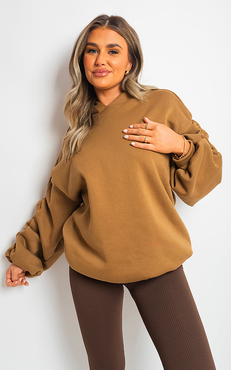 She Wears Glory™ Fall Winter Oversized Ruched Sleeves Hoodie