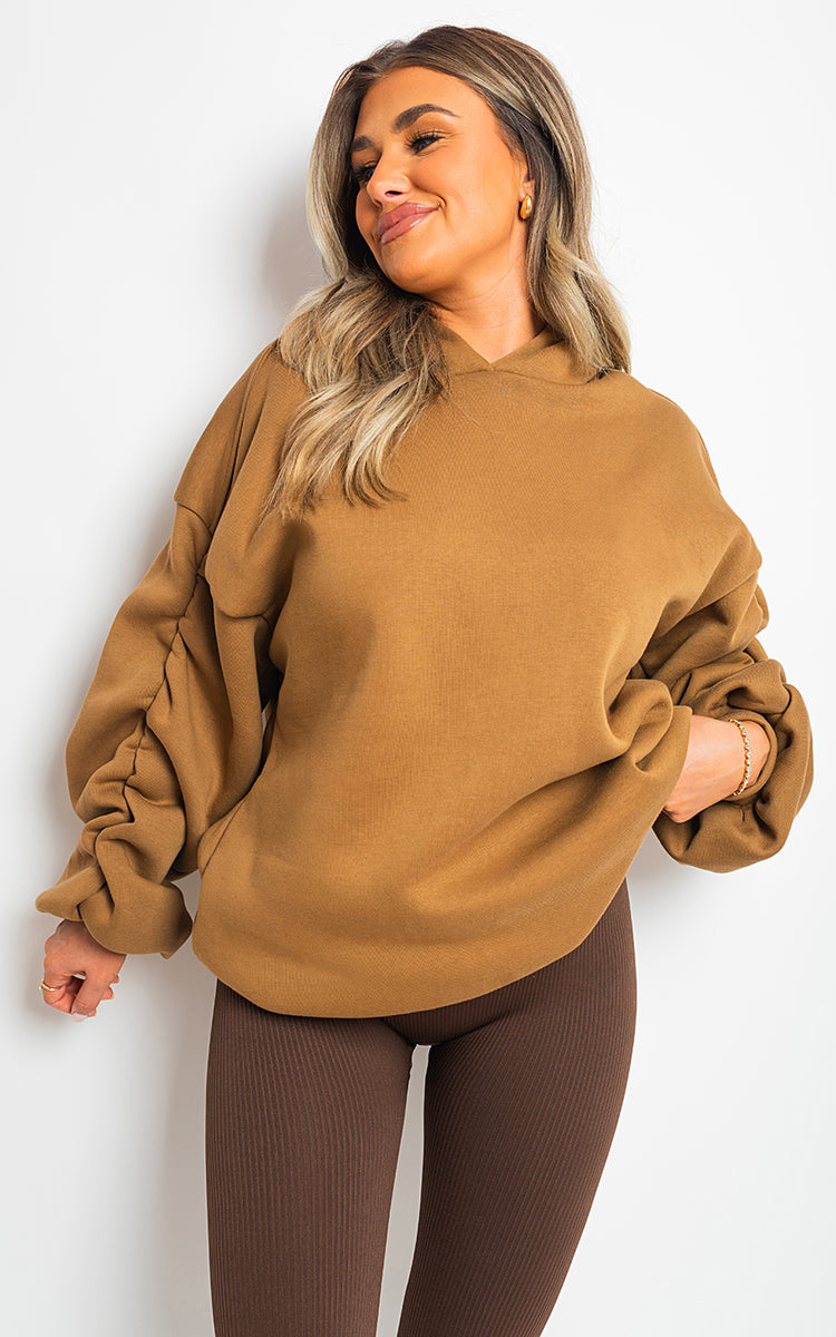 She Wears Glory™ Fall Winter Oversized Ruched Sleeves Hoodie