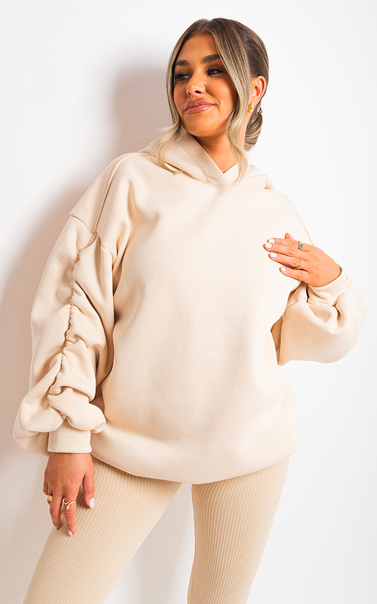 She Wears Glory™ Fall Winter Oversized Ruched Sleeves Hoodie